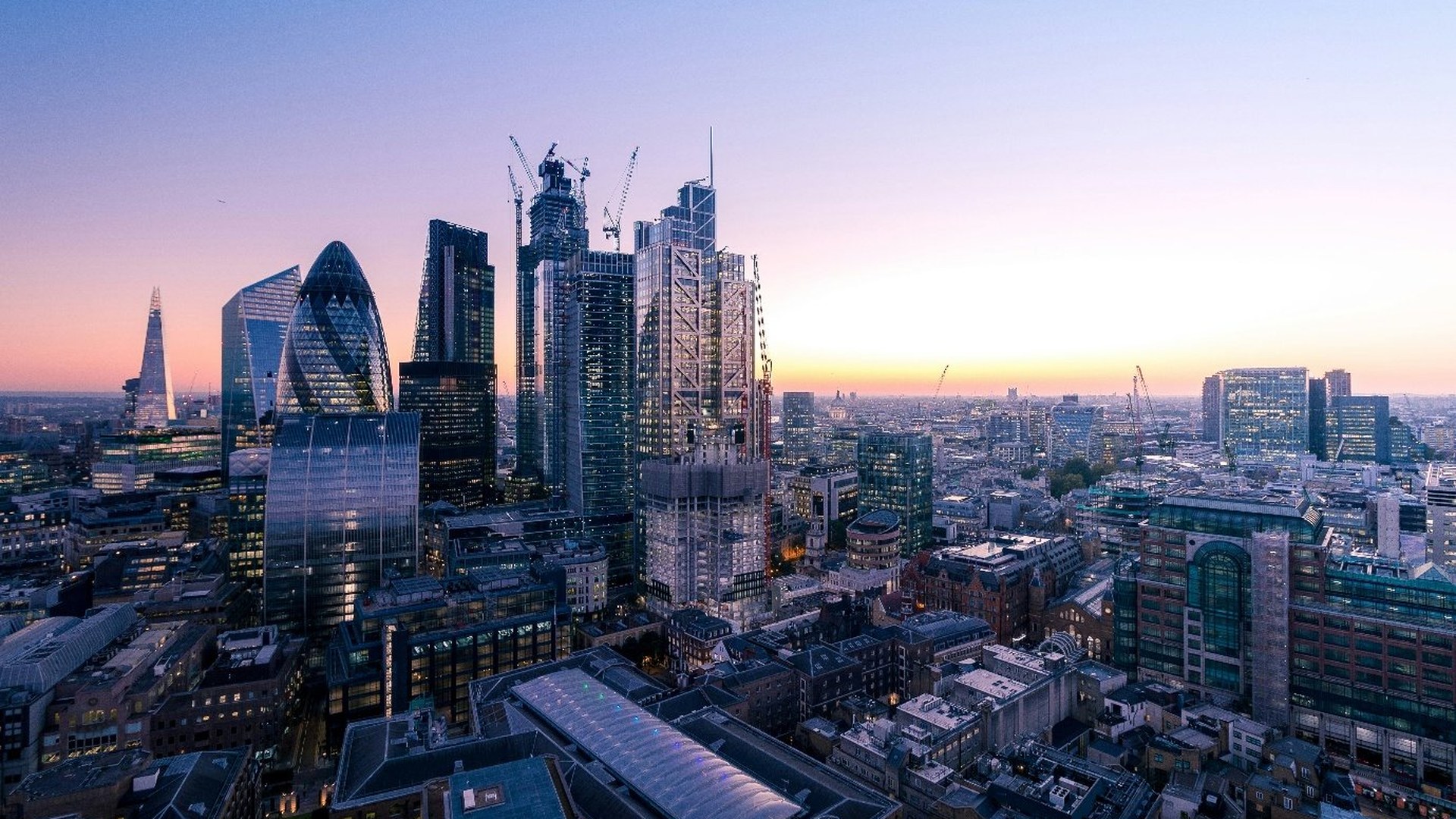 London skyline at sunset